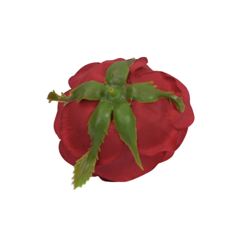 Sztuczna róża bułeczka w kolorze czerwonym 10 cm