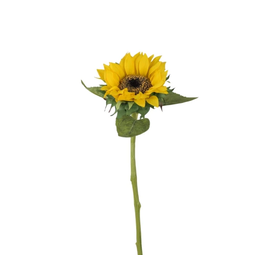 Sztuczny słonecznik z gumowymi płatkami w kolorze żółtym 68 cm