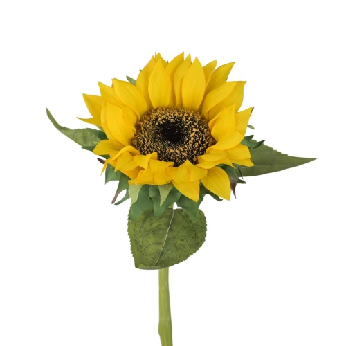 Sztuczny słonecznik z gumowymi płatkami w kolorze żółtym 68 cm