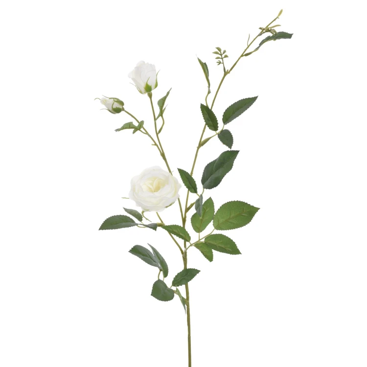 Sztuczna róża gałązkowa x6 sztuk w kolorze białym 66 cm