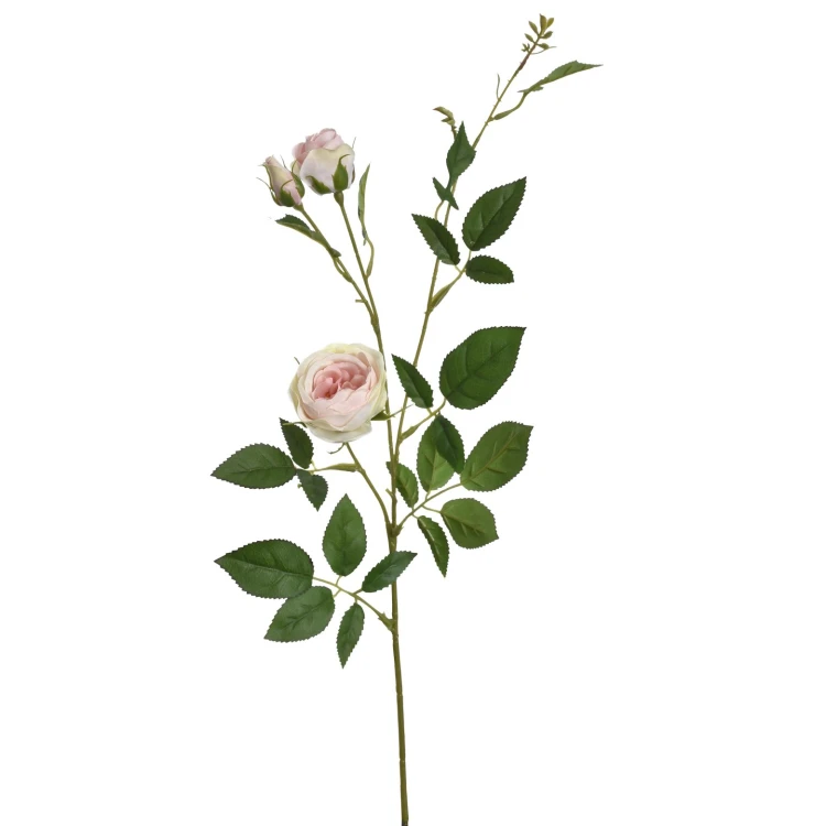 Sztuczna róża gałązkowa x6 sztuk w kolorze brzoskwiniowo/zielonym 66 cm