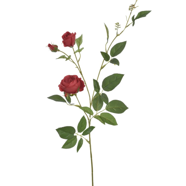 Sztuczna róża gałązkowa x6 sztuk w kolorze czerwonym 66 cm