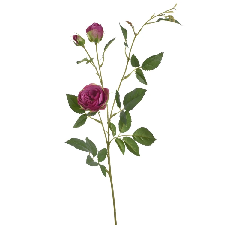 Sztuczna róża gałązkowa x6 sztuk w kolorze fuksji 66 cm