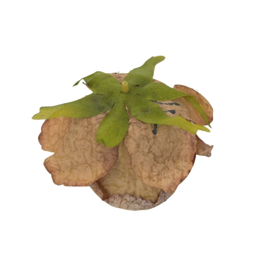 Sztuczna róża podsuszana w kolorze brudnym brązie 8 cm