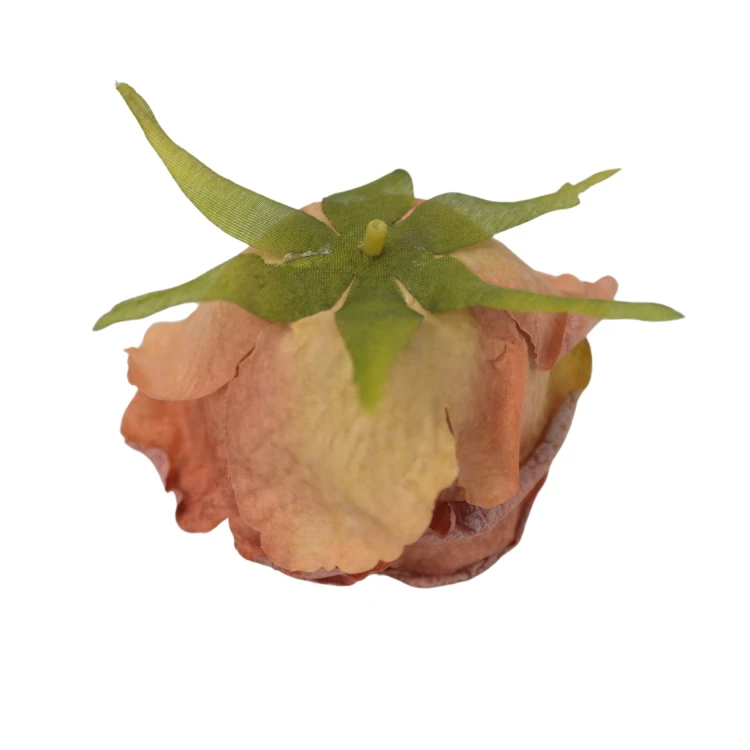 Sztuczna róża podsuszana w kolorze brzoskwiniowym 8 cm