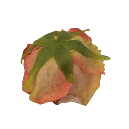 Sztuczna róża podsuszana w kolorze ciemno brzoskwiniowym 8 cm