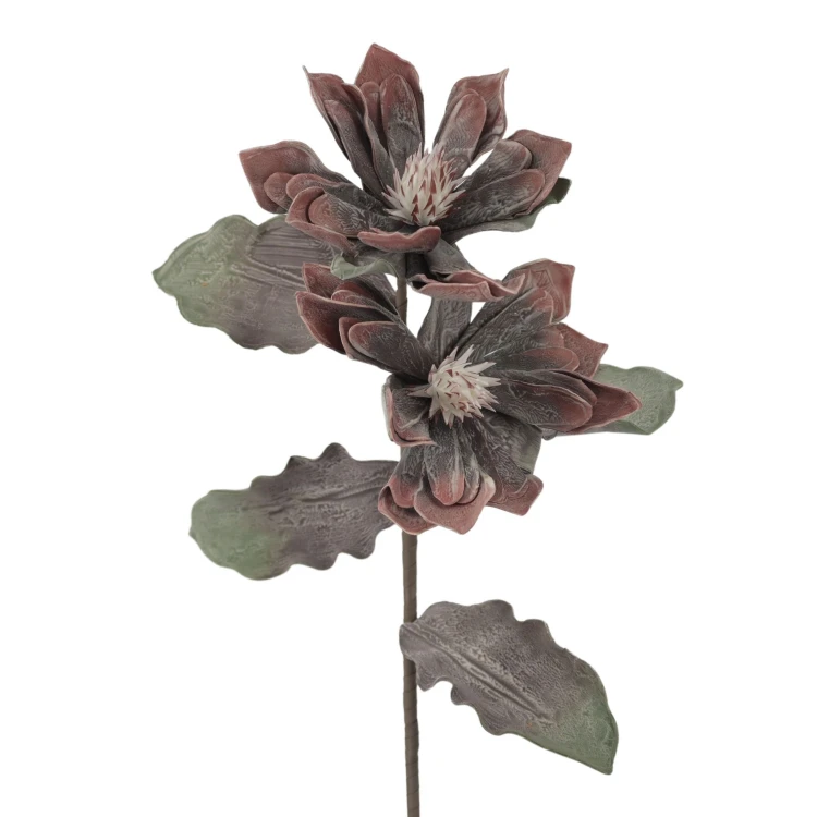 Sztuczna magnolia piankowa x2 w kolorze jasno bordowym 110 cm
