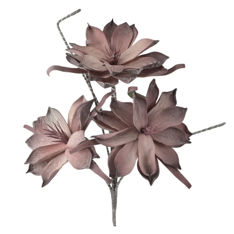 Sztuczna magnolia piankowa x3 w kolorze bordowym 88 cm
