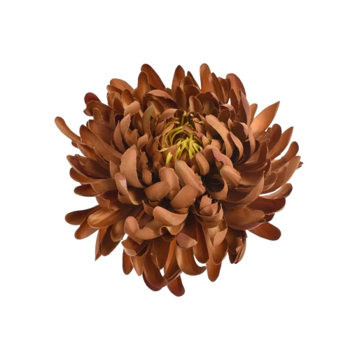 Sztuczna chryzantema strzępiasta w kolorze brązowym 16 cm