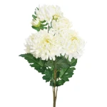 Sztuczny bukiet chryzantemy x5 w kolorze biało/zielonym 63 cm mix 2