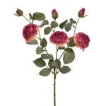 Sztuczna róża suszona x3 w kolorze fuksji 63 cm