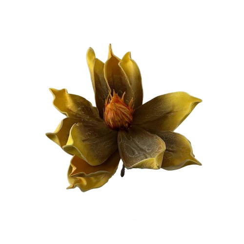 Sztuczna magnolia piankowa na piku w kolorze żółto/brązowym 30 cm