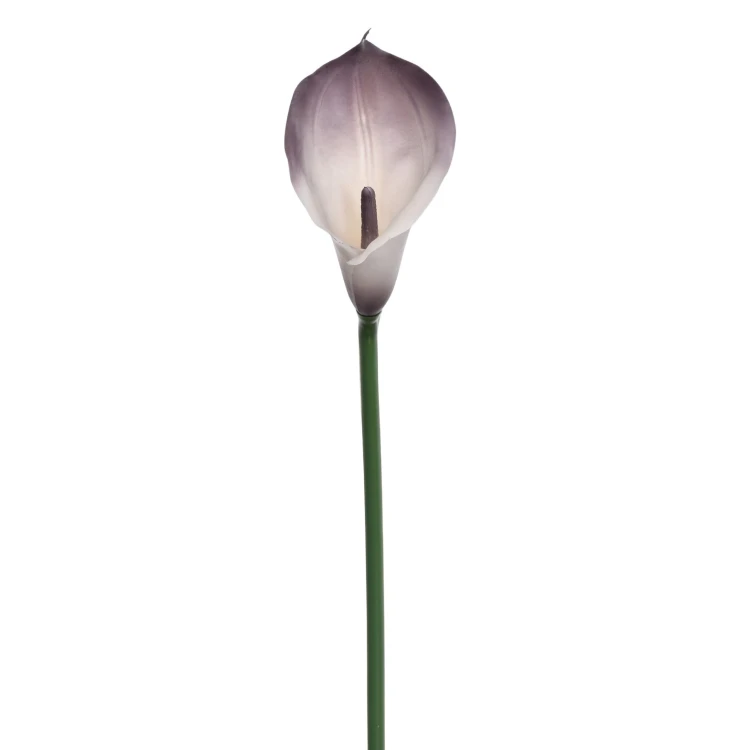 Sztuczny kwiat kalii gumowy w kolorze kremowo/brudnym fioletowym 70 cm