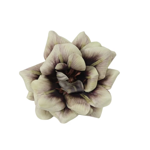 Sztuczna gumowa gardenia w kolorze biało/fioletowym 13 cm