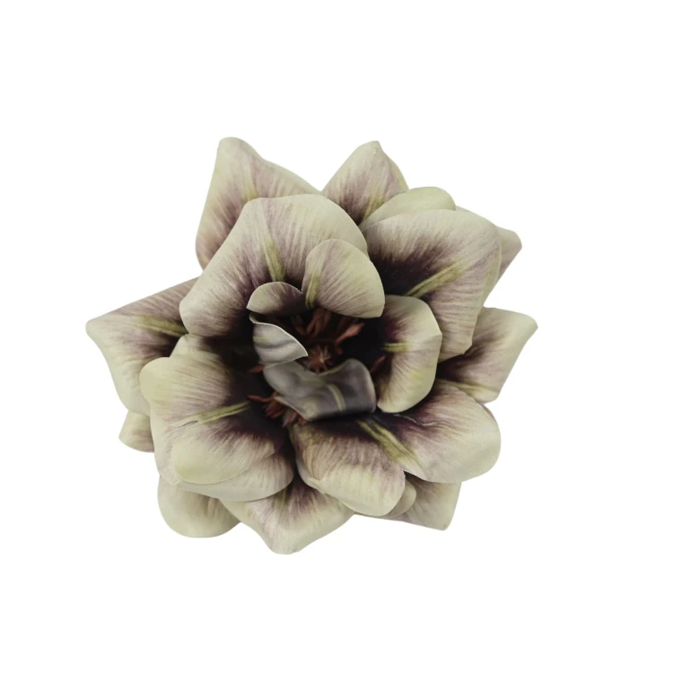 Sztuczna gumowa gardenia w kolorze biało/fioletowym 13 cm