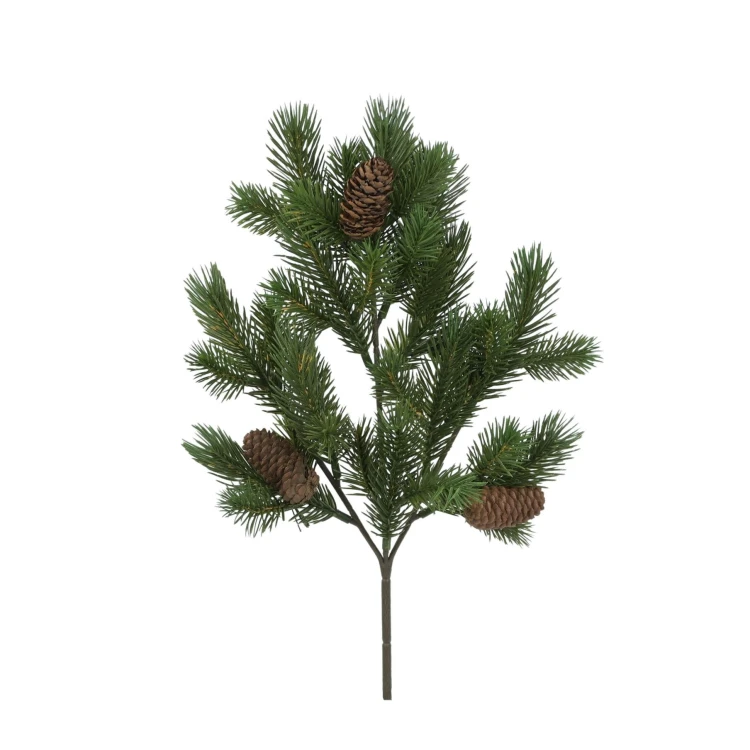 Sztuczna gałązka z szyszkami w kolorze zielonym 42 cm