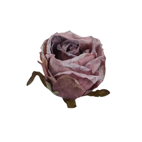 Sztuczna róża w pąku podsuszana w kolorze fiołkowo/różowym 7 cm