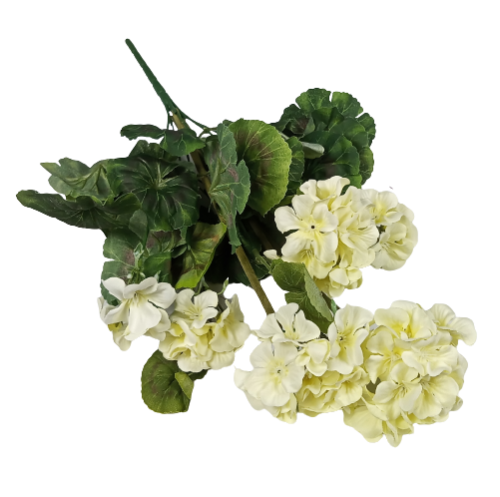 Sztuczny bukiet pelargonii w kolorze kremowym 47 cm