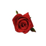 Sztuczna róża z listkiem w kolorze czerwonym 10 cm