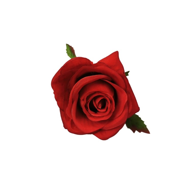 Róża z listkiem w kolorze czerwonym 10 cm