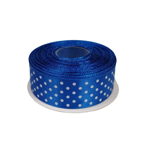 Wstążka niebieska w kropki 25mm/20m
