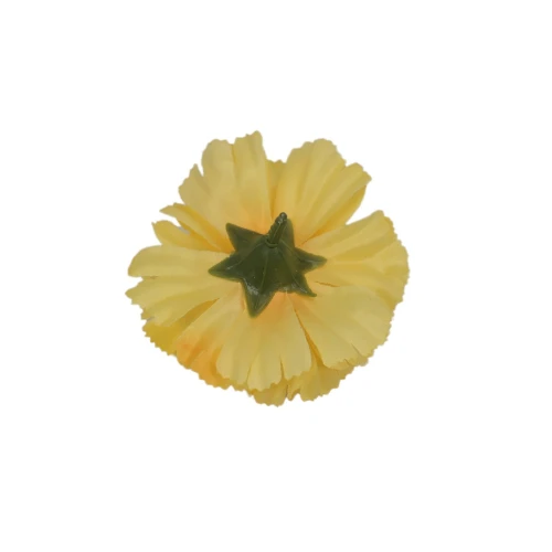 Sztuczna główka, goździk w kolorze jasno żółtym 8 cm