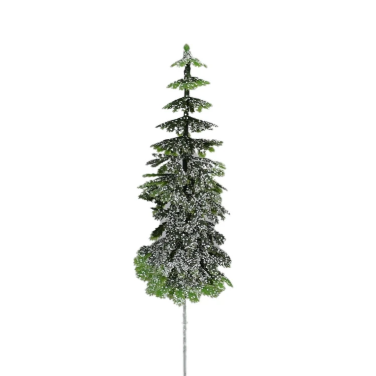Sztuczny pik choinki w kolorze zielonym ośnieżonym 22 cm