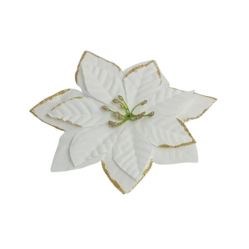 Sztuczna gwiazda w kolorze białym z obwódką złotą 16 cm