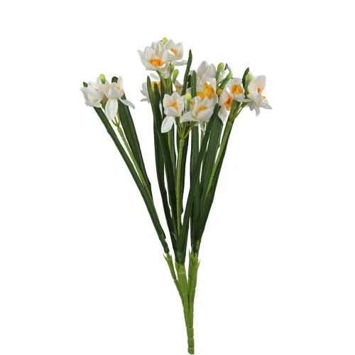 Narcyz w bukiecie w kolorze białym z pomarańczowym środkiem x7 gałązek