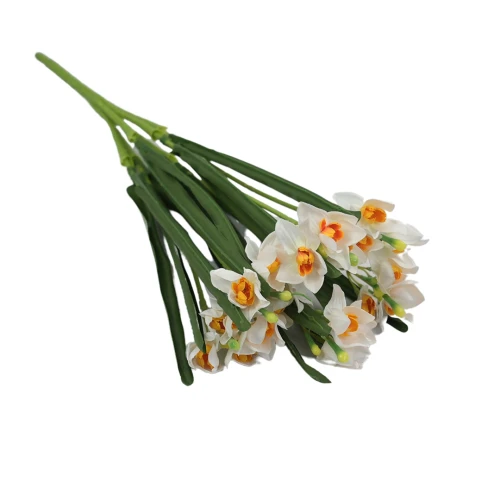 Narcyz w bukiecie w kolorze białym z pomarańczowym środkiem x7 gałązek