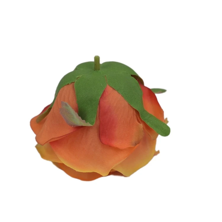 Sztuczna róża w pąku w kolorze pomarańczowym 8 cm