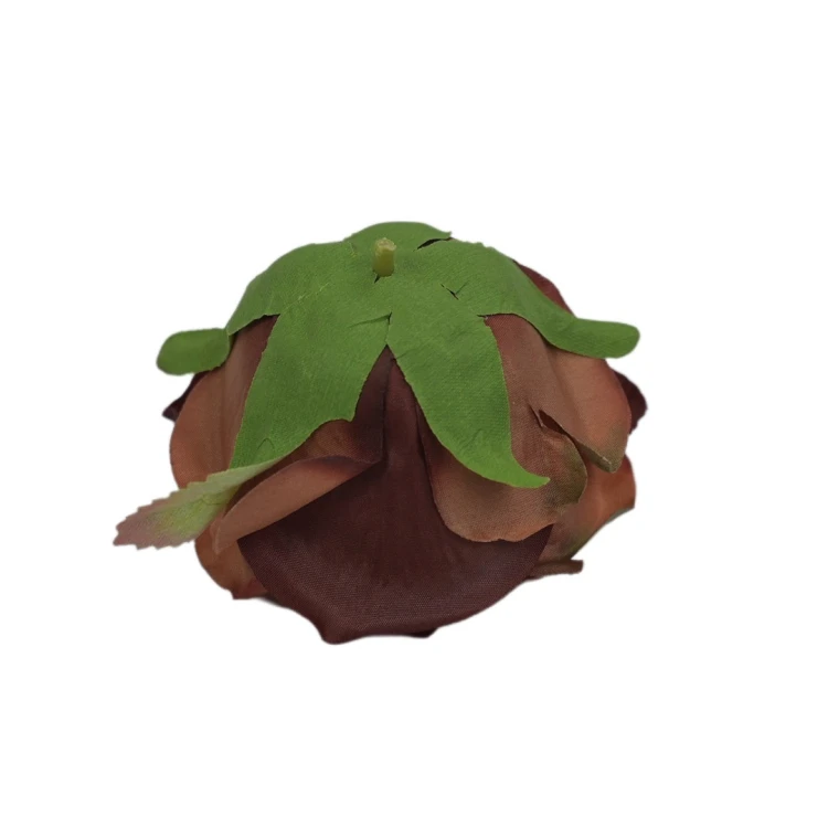 Sztuczna róża w pąku w kolorze brązowym 8 cm