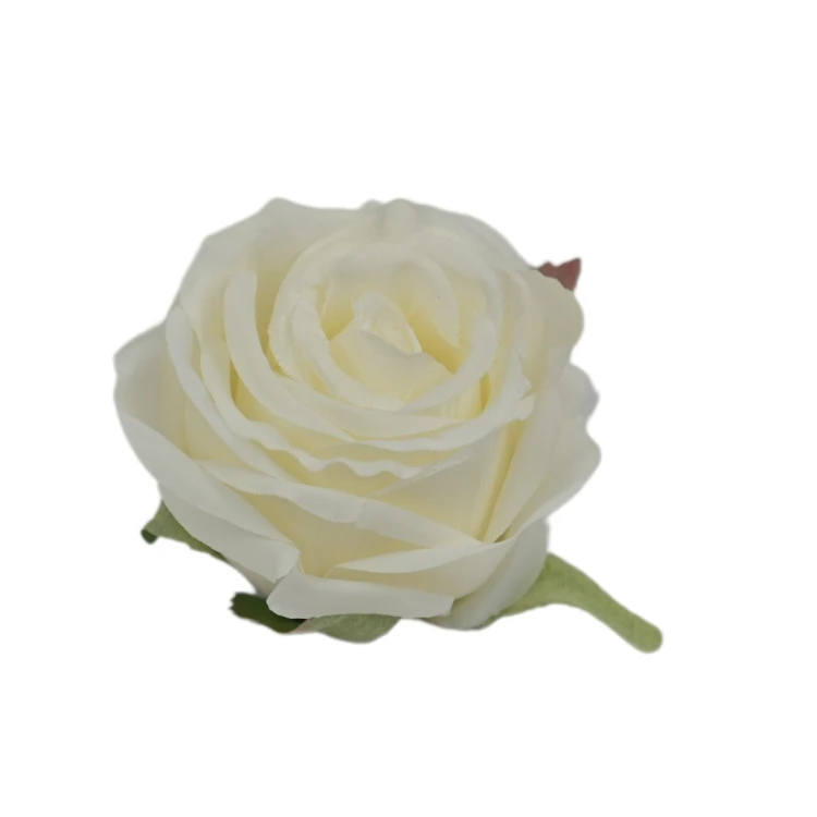 Sztuczna róża w pąku w kolorze śmietankowym 8 cm