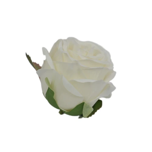 Sztuczna róża w pąku w kolorze śmietankowym 8 cm