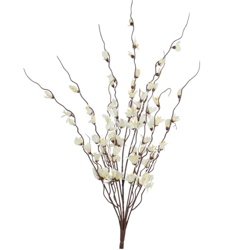 Kwiat sztuczny, bukiet forsycja w kolorze białym 80 cm