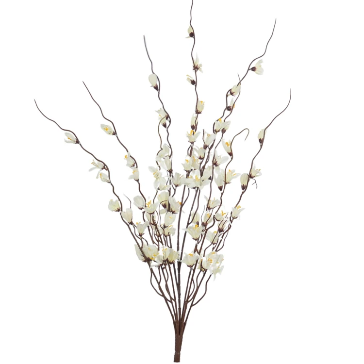 Kwiat sztuczny, bukiet forsycja w kolorze białym 80 cm