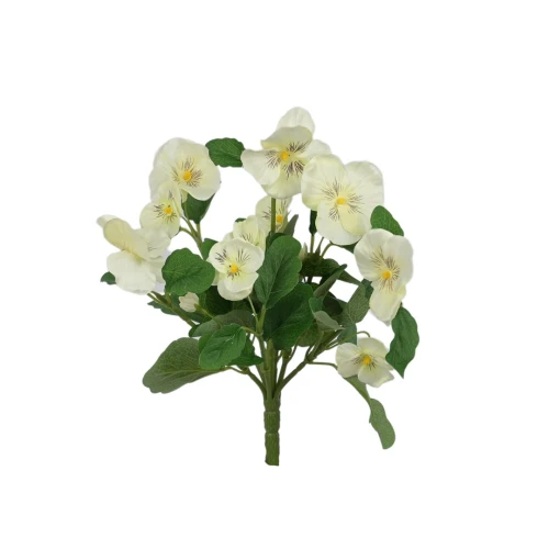 Sztuczny bratek w bukiecie w kolorze białym 30 cm