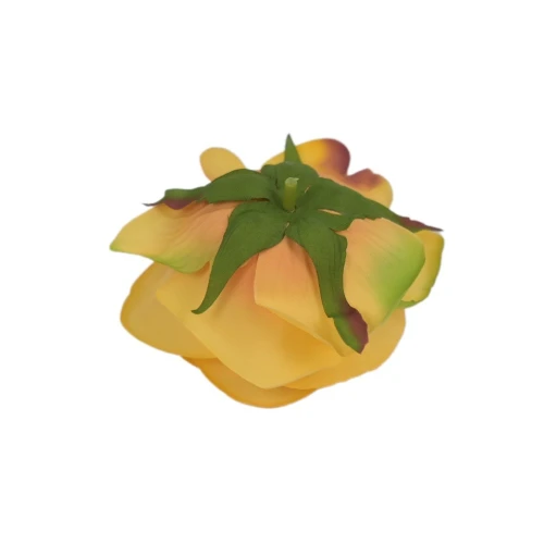 Sztuczna róża z listkiem w kolorze pomarańczowym 10 cm