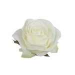 Sztuczna róża z listkiem w kolorze ecru 10 cm