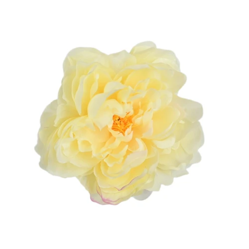 Sztuczna piwonia rozwinięta w kolorze jasno żółtym 15 cm
