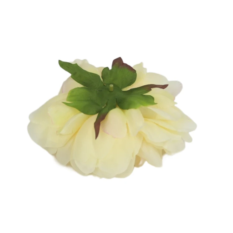 Sztuczna piwonia rozwinięta w kolorze jasno żółtym 15 cm