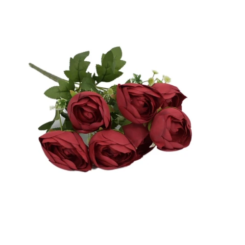 Sztuczny bukiet peoni x7 w kolorze czerwonym 47 cm