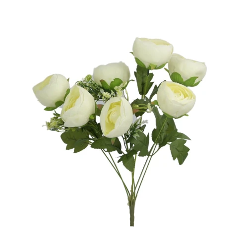 Sztuczny bukiet peoni x7 w kolorze białym 47 cm