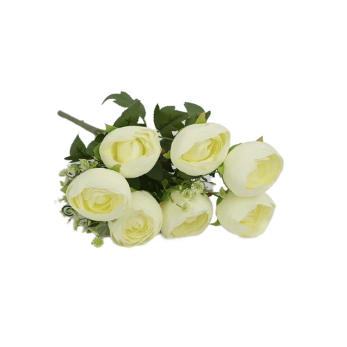 Sztuczny bukiet peoni x7 w kolorze białym 47 cm