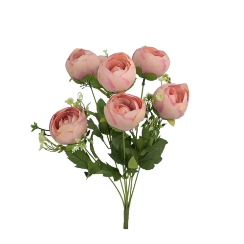 Sztuczny bukiet peoni x7 w kolorze jasno różowym 47 cm