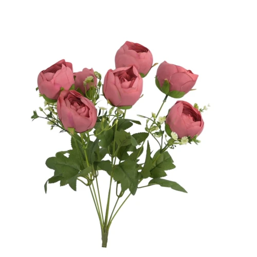 Sztuczny bukiet peoni x7 w kolorze różowym 47 cm