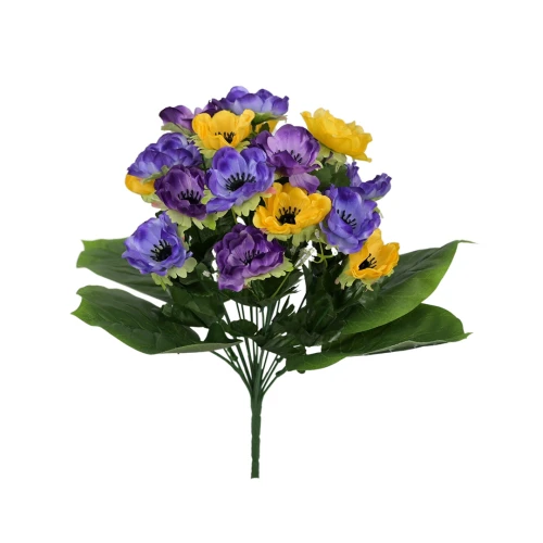 Sztuczny bukiet anemon x18 w kolorze fioletowym 40 cm