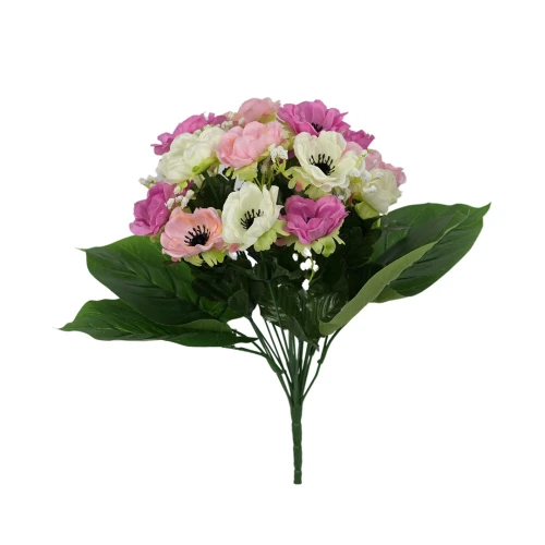 Sztuczny bukiet anemon x18 w kolorze różowym 40 cm