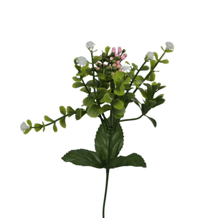 Sztuczna plastikowa gałązka z gipsówką w kolorze zielonym 37 cm