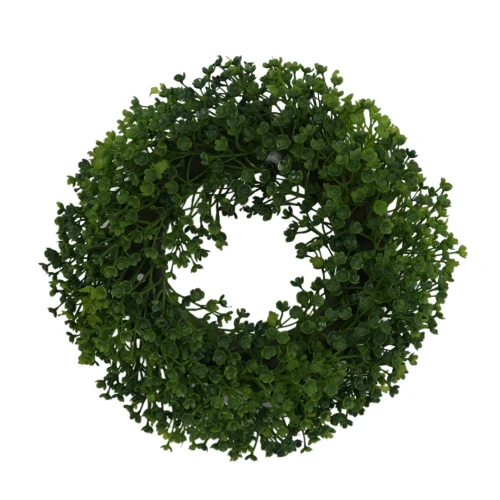 Sztuczny wianek plastikowy w kolorze zielonym 25 cm